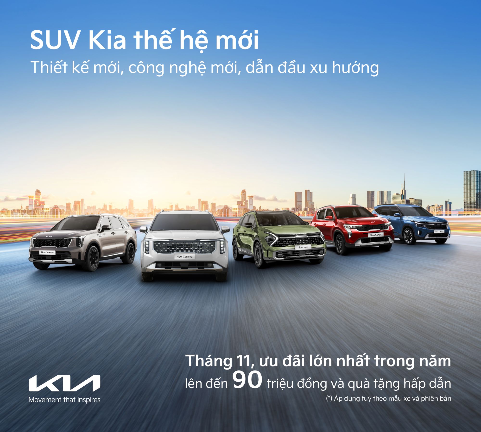 Tháng 11, Kia ưu đãi lớn nhất trong năm cho New Carnival và các mẫu xe New Sonet, New Seltos, Carens