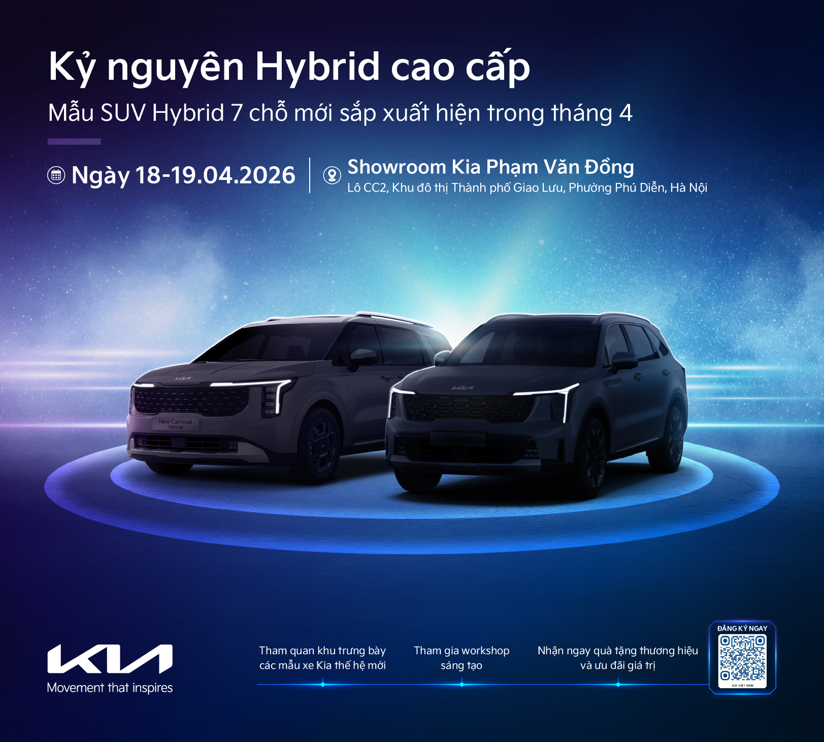 Kỷ nguyên Hybrid cao cấp – Chờ đón mẫu SUV Kia Hybrid 7 chỗ cao cấp tại sự kiện ở Hà Nội trong tháng 4 